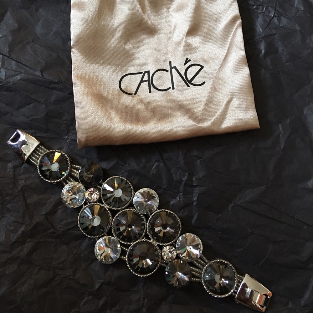 Cachè Gorgeous Bracelet Black Gray Glass Jewel Jewelry